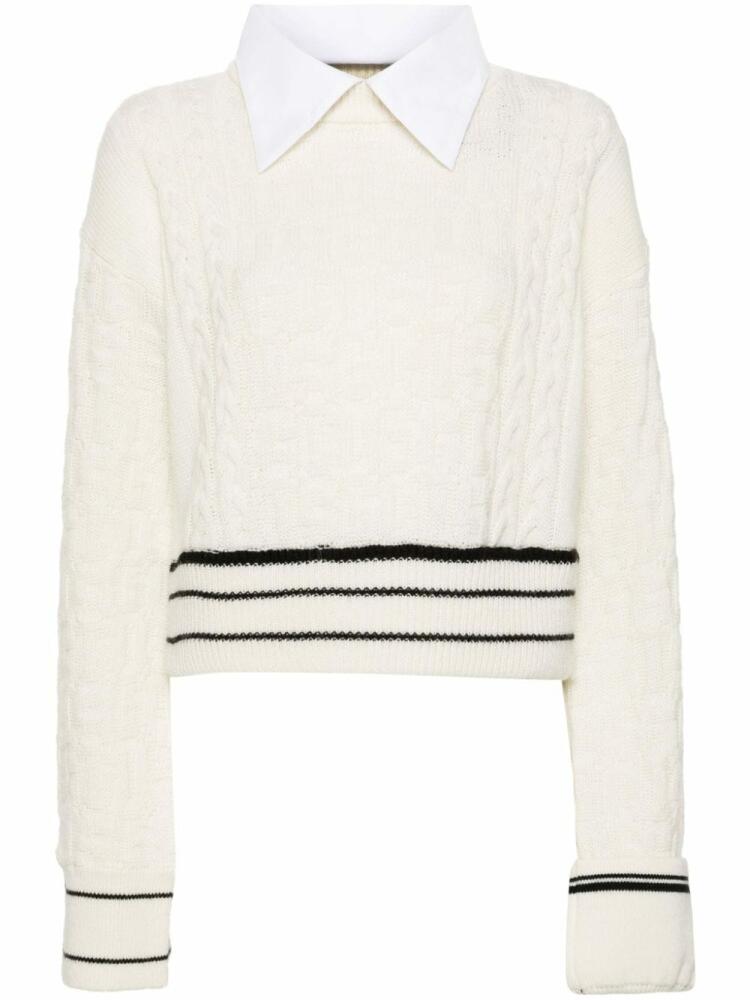 GCDS monogram-pattern collared sweater - White Cover