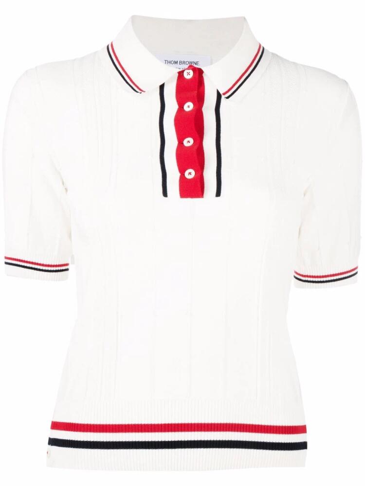 Thom Browne RWB-stripe polo top - White Cover