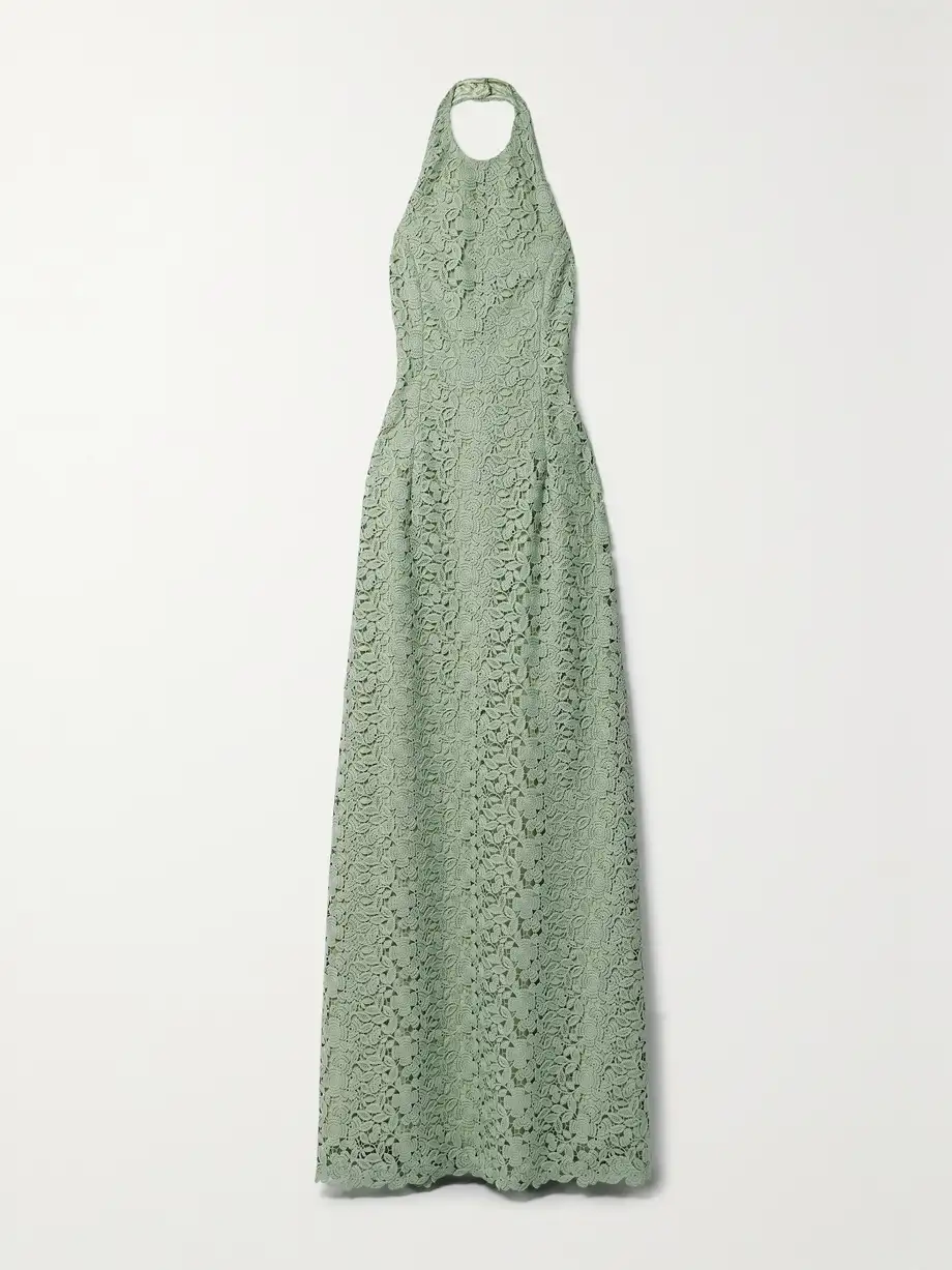 MARKARIAN - Sahara Guipure Lace Halterneck Gown - Green Cover