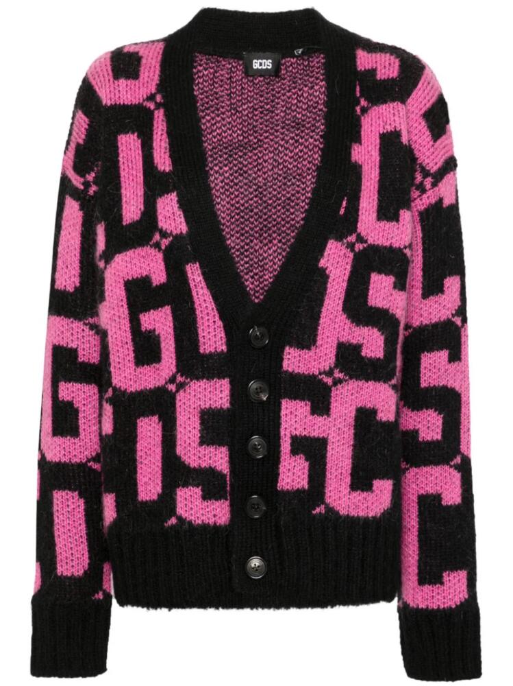 GCDS monogram-pattern cardigan - Pink Cover