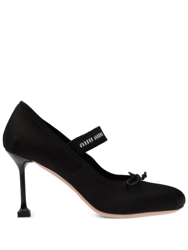 Miu Miu 85mm ballerina-toe satin pumps - Black Cover