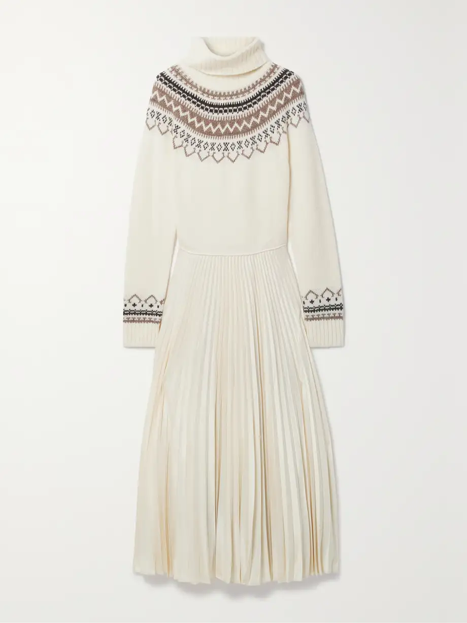 Polo Ralph Lauren - Bluen Intarsia-knit And Recycled Crepe De Chine Turtleneck Maxi Dress - Cream Cover