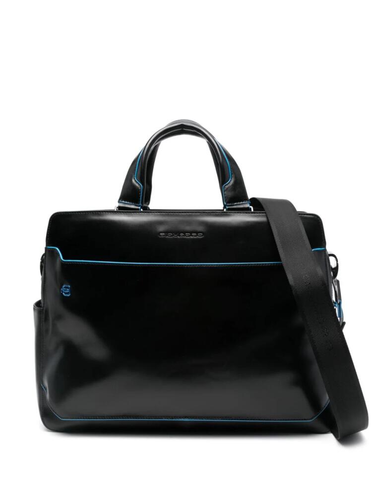 PIQUADRO logo-appliqué laptop bag - Black Cover