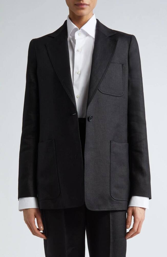 Max Mara Boemia Notch Lapel Linen Blazer in Black Cover