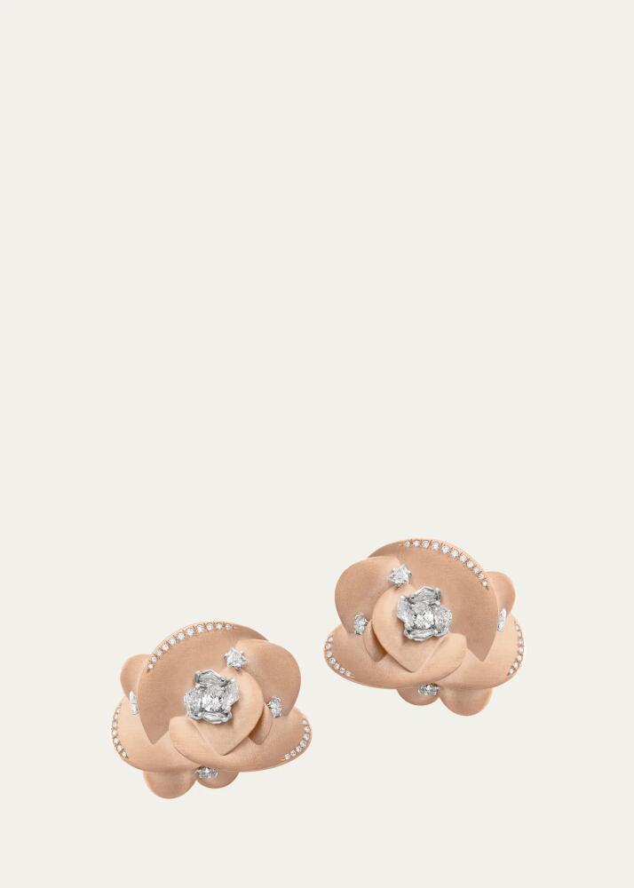 Boghossian Rose Gold Desert Rose Diamond Stud Earrings Cover