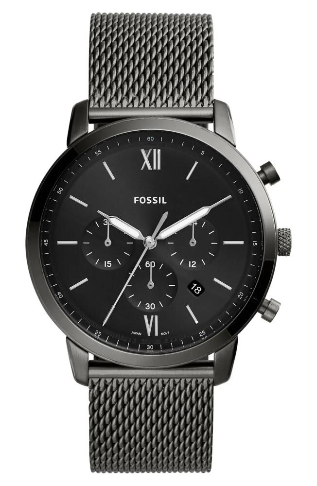 Fossil Neutra Mesh Strap Chronograph Watch, 44mm in Smoke Cover