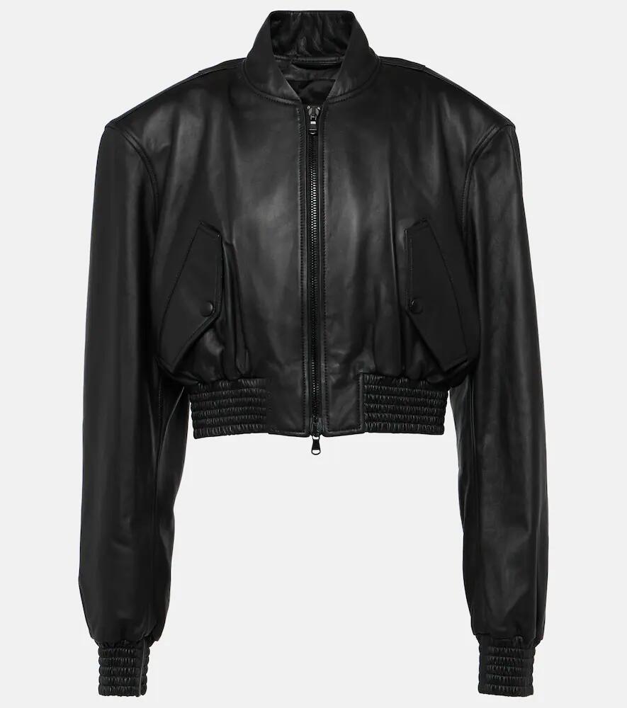 Wardrobe. NYC Cropped leather bomber jacket Cover