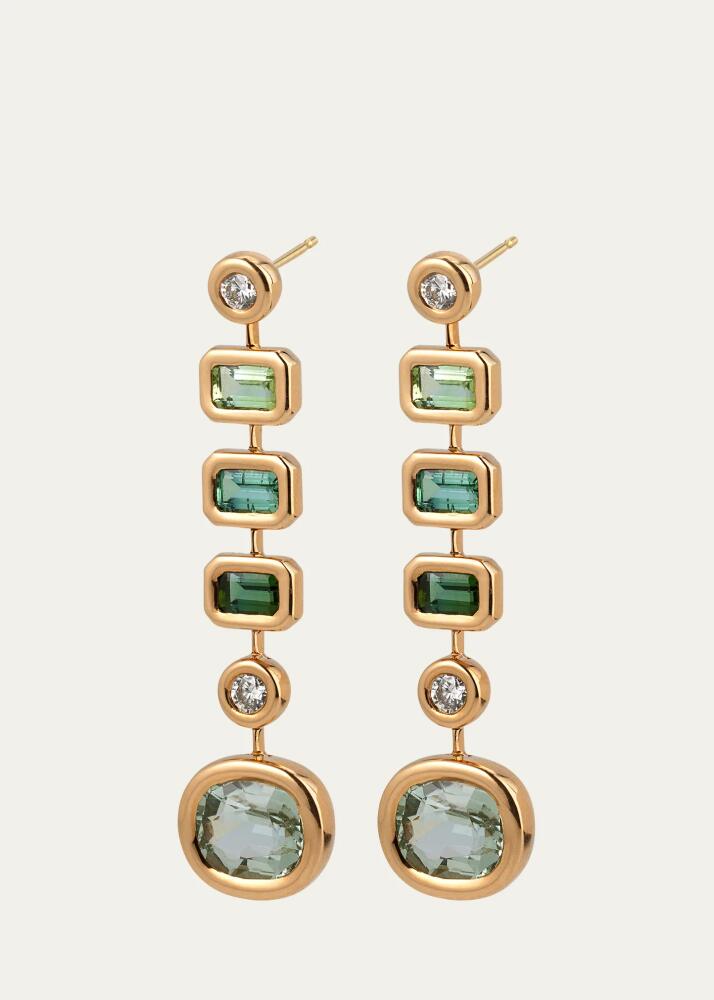 Brent Neale One-of-a-Kind Pillow Drop Earrings with Green Stones Cover