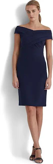 Lauren Ralph Lauren Crepe Off-the-Shoulder Cocktail Dress (Lighthouse Navy) Women's Dress Cover