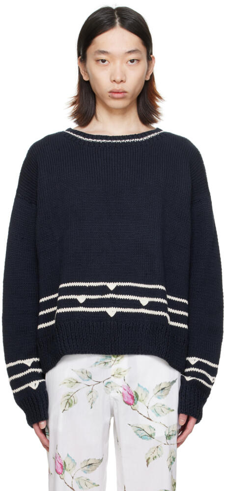 HARAGO Navy Striped Sweater Cover