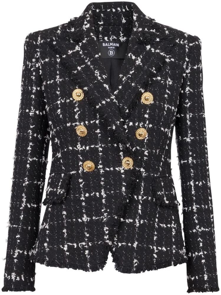 Balmain 6-Button double-breasted tweed blazer - Black Cover