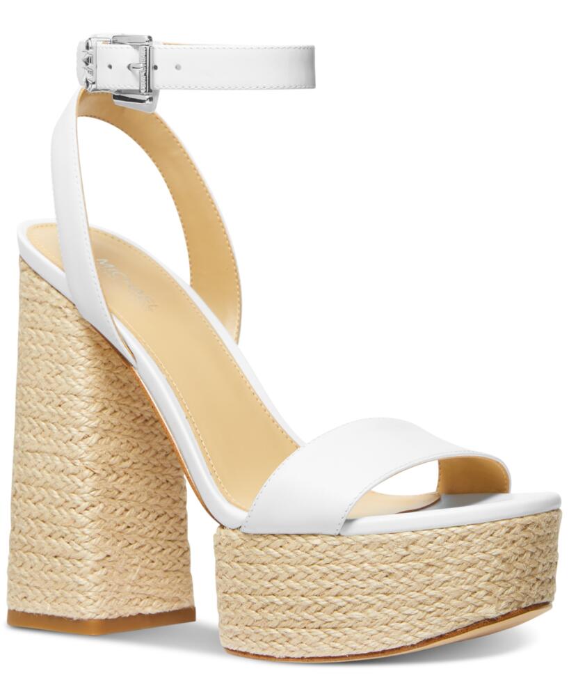 Michael Michael Kors Women's Ashton Ankle-Strap Espadrille Platform Sandals - Optic White Cover