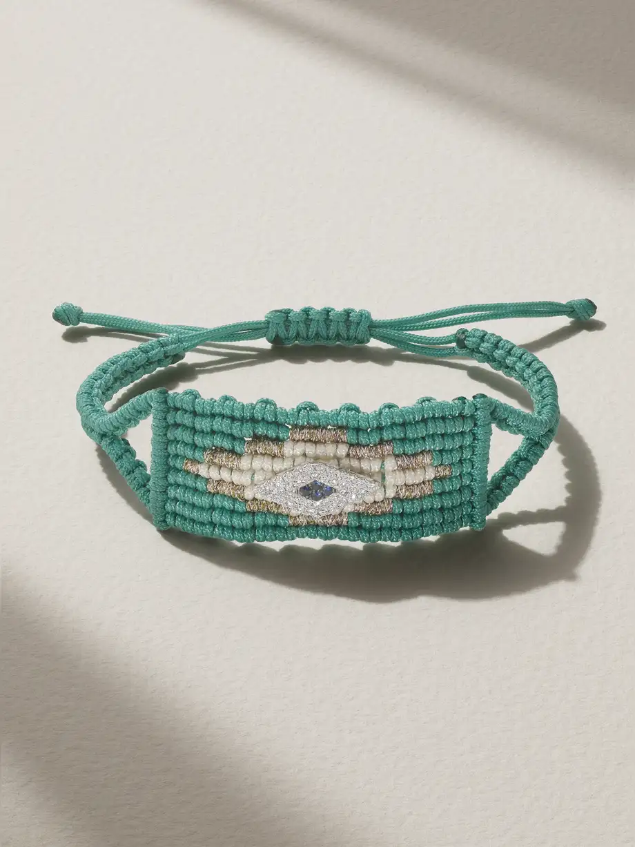 Diane Kordas - Evil Eye Woven Cord, Diamond And Sapphire Bracelet - Blue Cover