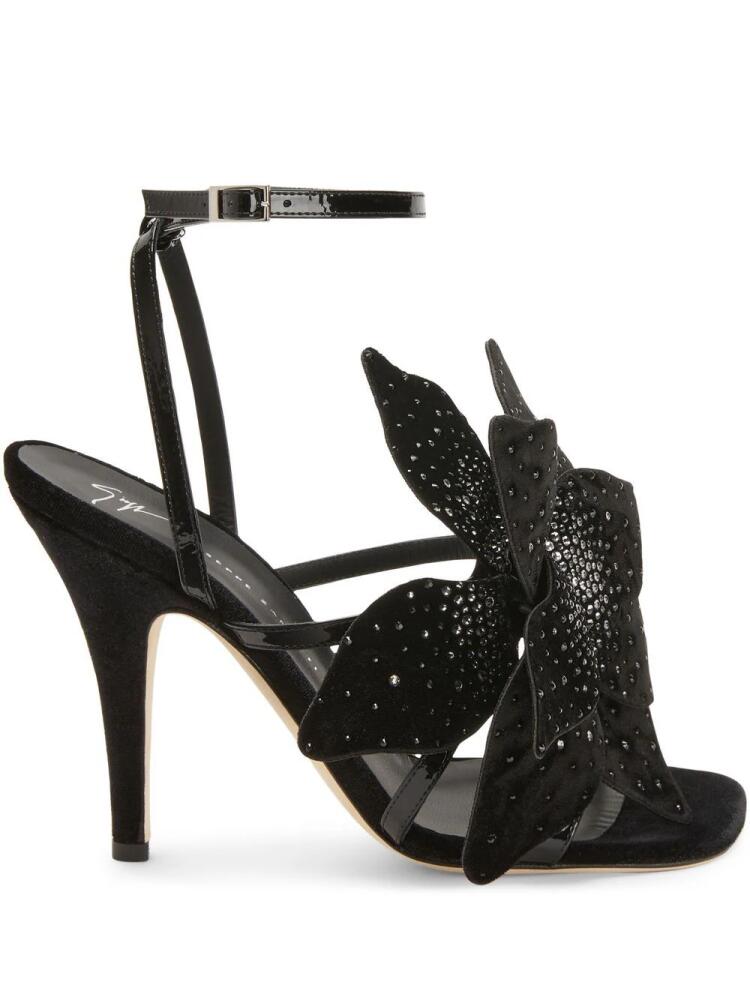 Giuseppe Zanotti Florant flower-motif leather sandals - Black Cover