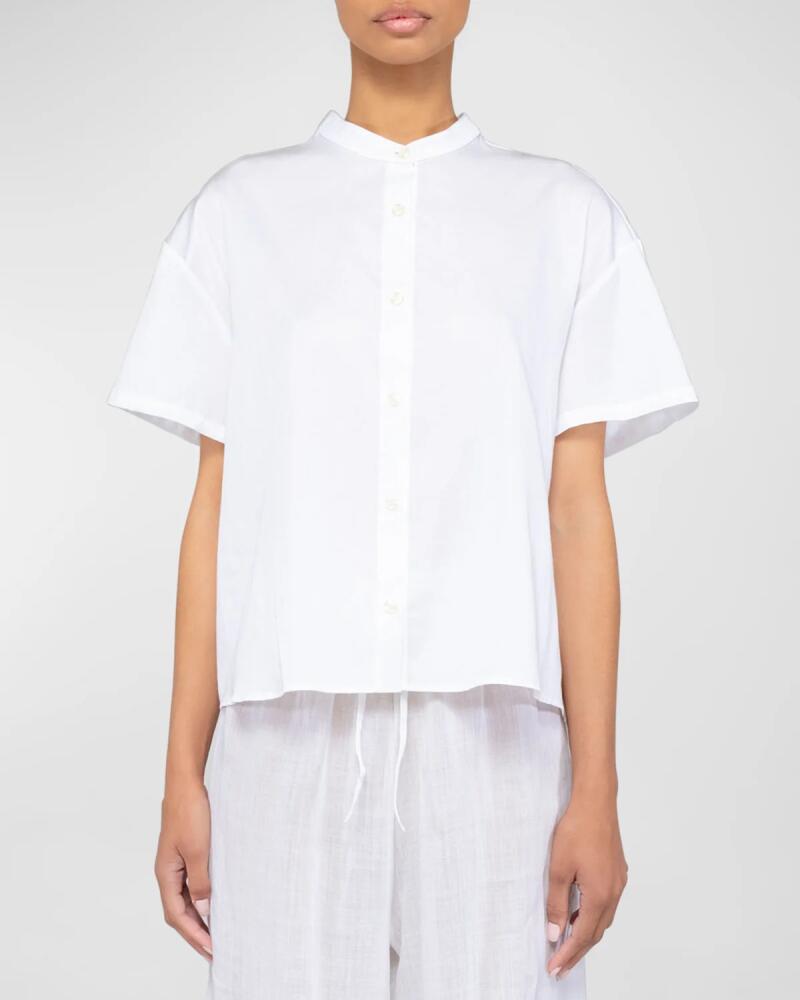 LESET Yoko Short-Sleeve Button-Front Shirt Cover