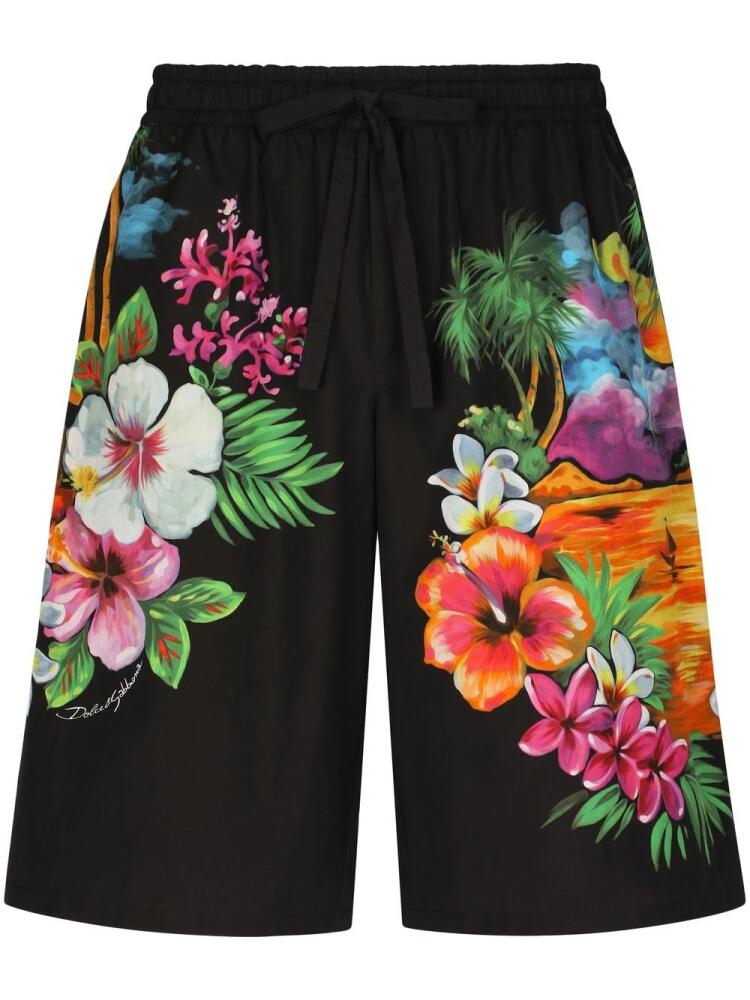 Dolce & Gabbana floral-print bermuda shorts - Black Cover