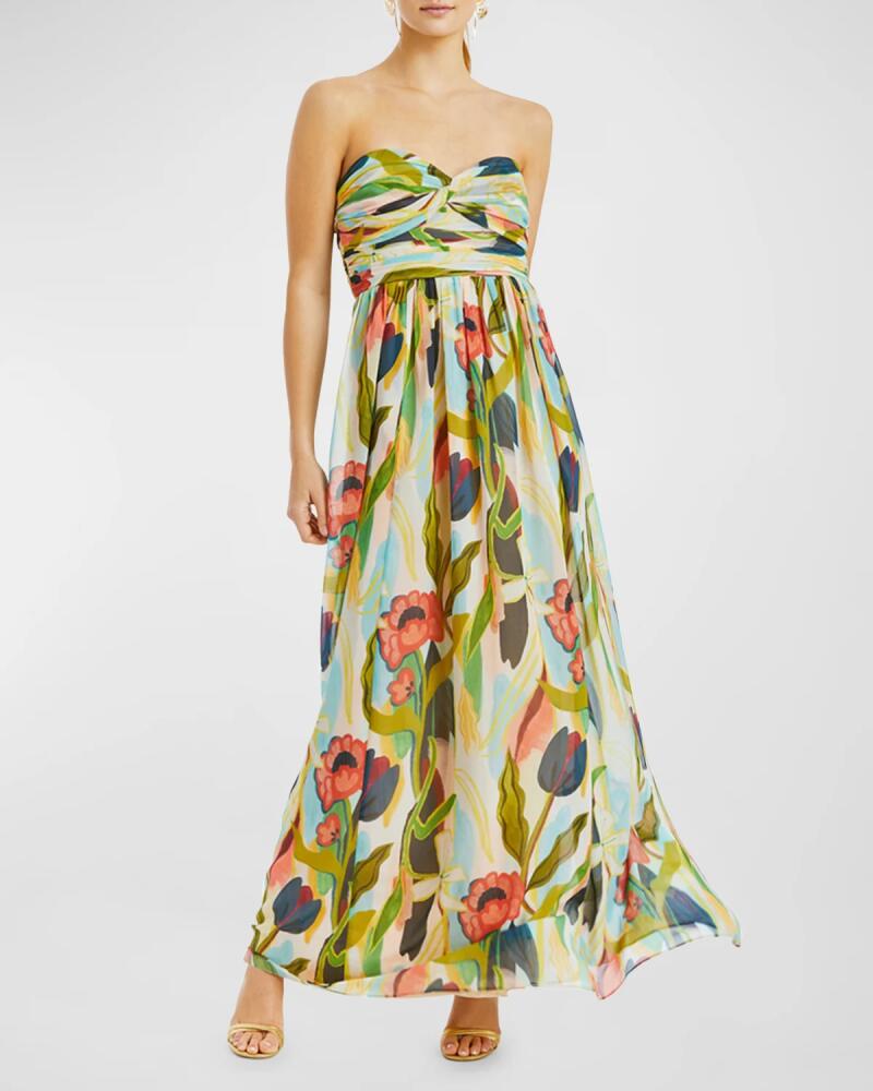 Mestiza New York Soledad Strapless Floral-Print Gown Cover