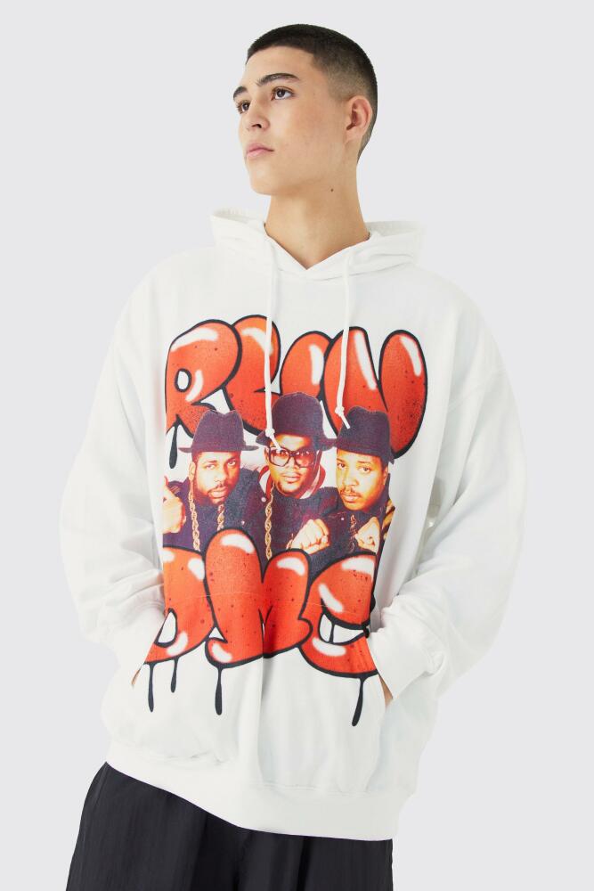 boohoo Mens Oversized Run Dmc License Hoodie - White Cover