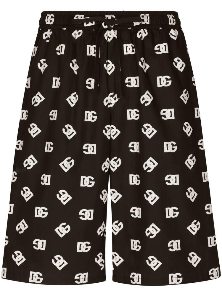 Dolce & Gabbana monogram cotton Bermuda shorts - Black Cover