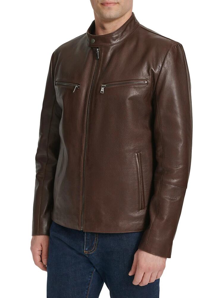 Cole Haan Men's Classic Leather Moto Jacket - Brown Cover