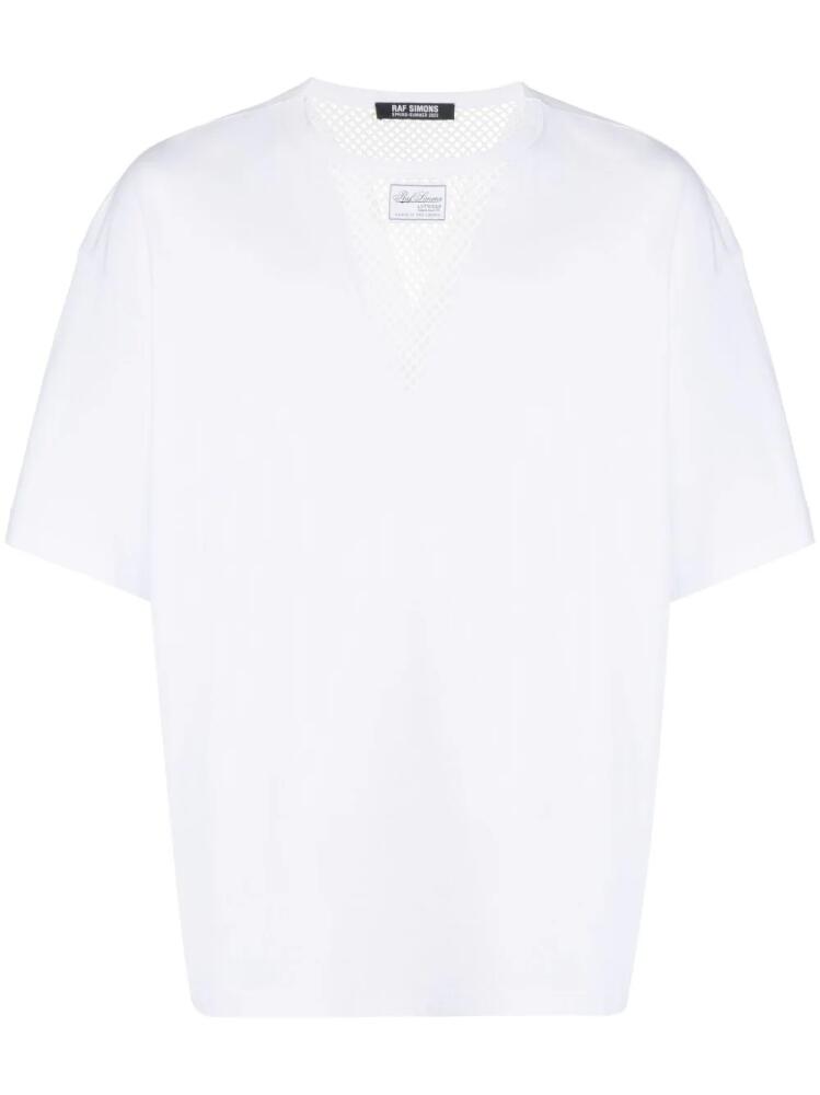 Raf Simons fishnet-panel short-sleeve T-shirt - White Cover