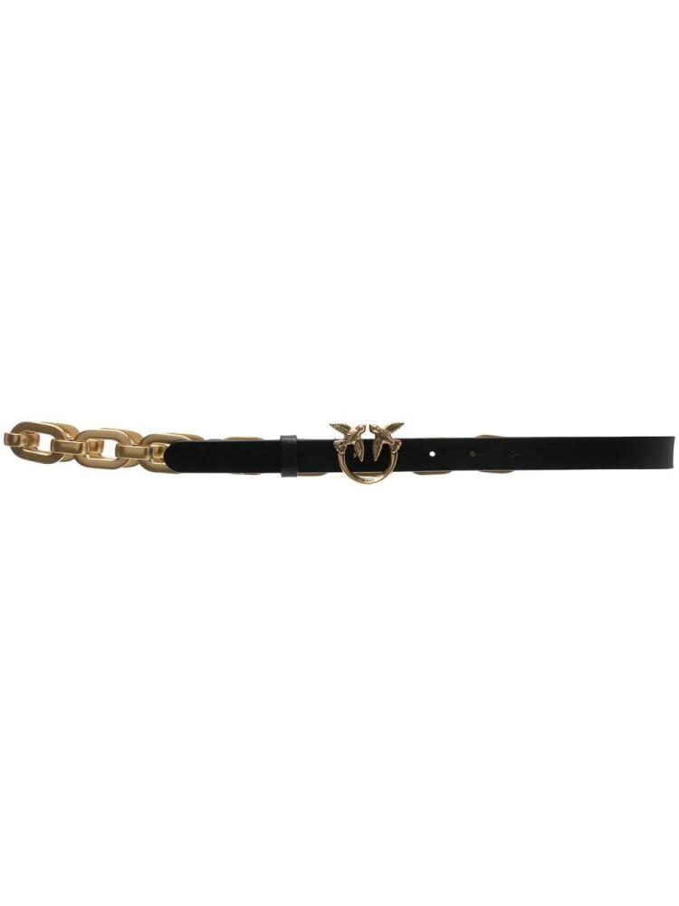 PINKO logo-buckle leather belt - Black Cover