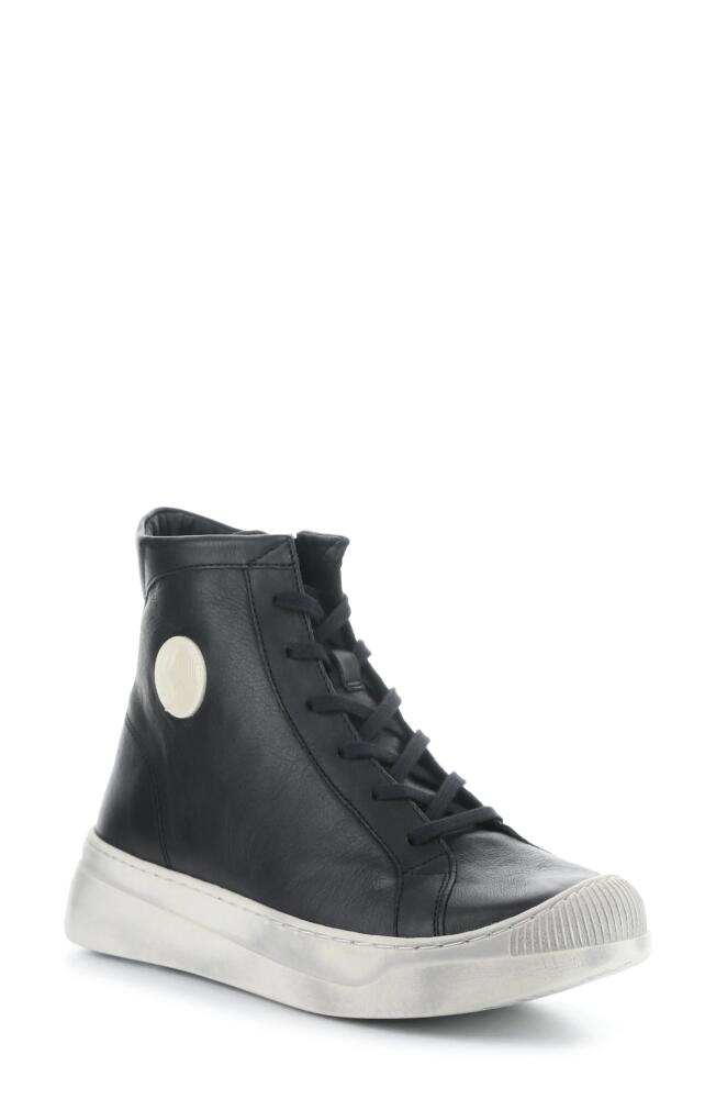 Softinos by Fly London Appe Lace-Up High Top Sneaker in Black Smooth Leatherther Cover