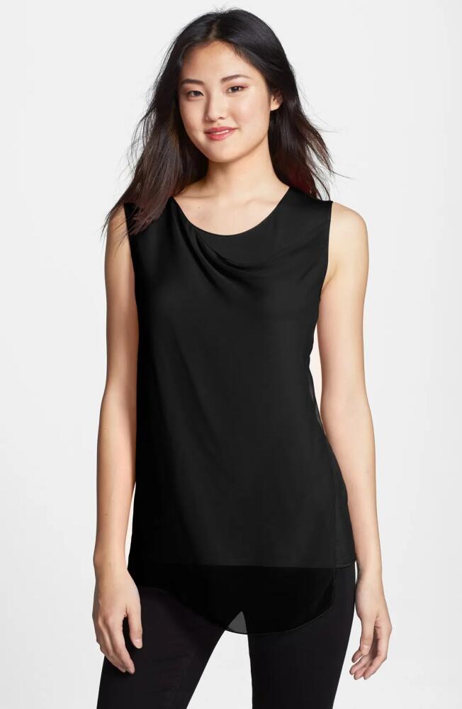 T Tahari 'Creston' Chiffon Overlay Top in Black Cover