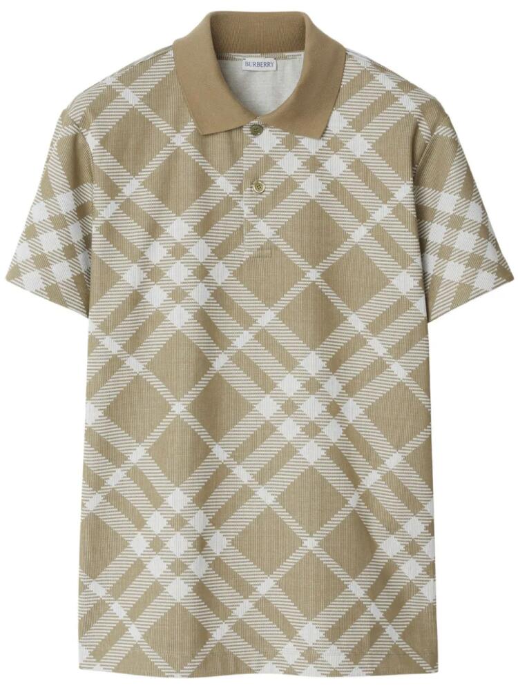 Burberry short sleeve cotton-blend polo - Neutrals Cover