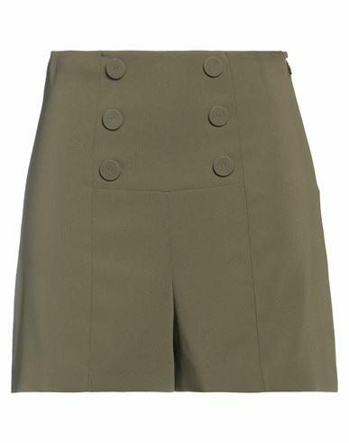 Patrizia Pepe Woman Shorts & Bermuda Shorts Military green Polyester, Elastane Cover