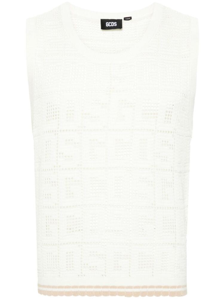 GCDS monogram macramé sleeveless jumper - Neutrals Cover