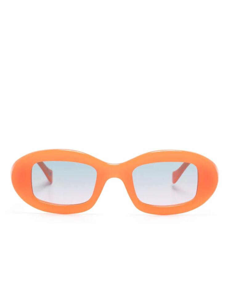 Retrosuperfuture logo-print round-frame sunglasses - Orange Cover