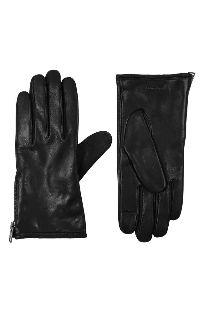 AllSaints Zip Leather Gloves in Black Cover