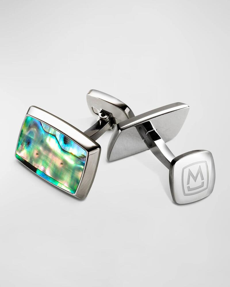 M Clip Men's Green Abalone Tapered Rectangle Cufflinks Cover