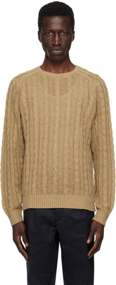 BEAMS PLUS Khaki Cable Knit Sweater Cover