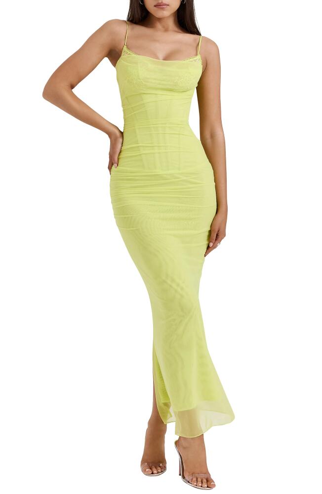 HOUSE OF CB Nalini Mesh & Lace Corset Gown in Limeade Cover