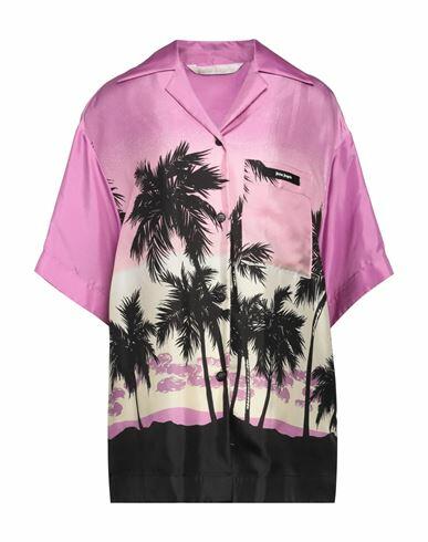 Palm Angels Woman Shirt Pink Silk, Polyester Cover