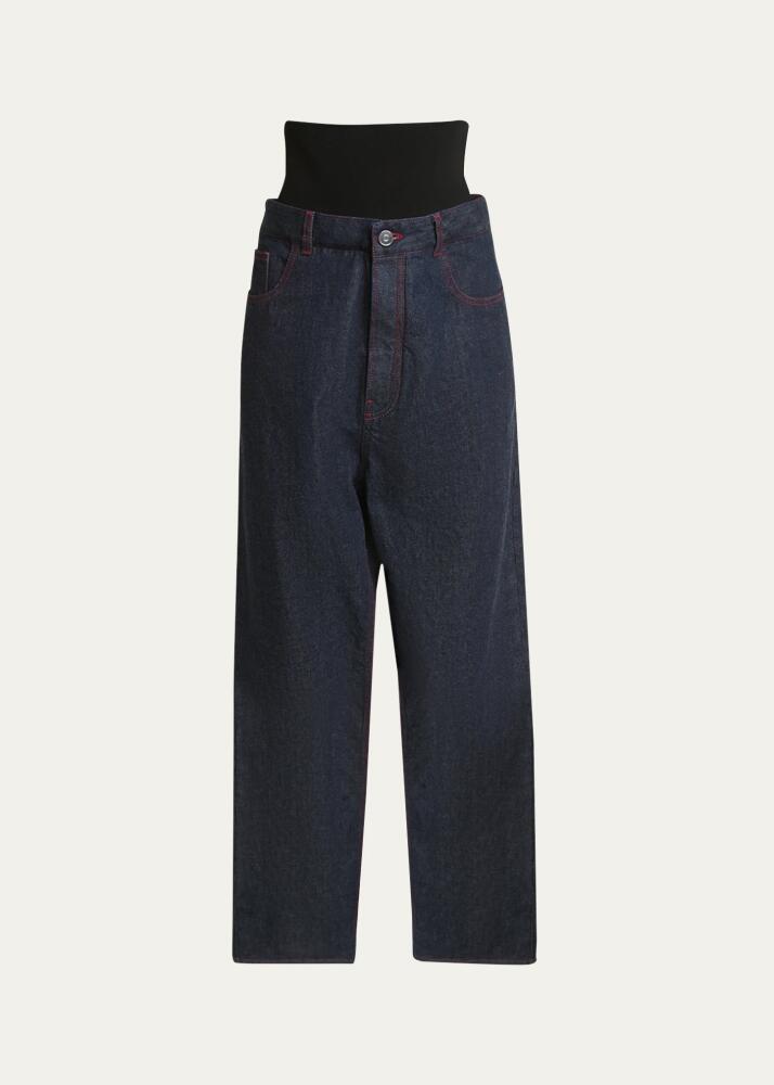 ALAIA Knit Waistband Dark Wash Denim Pants Cover