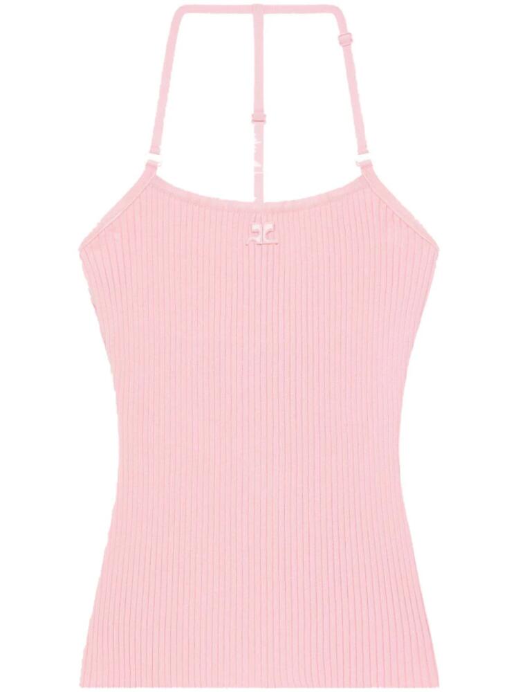 Courrèges logo ribbed tank top - Pink Cover