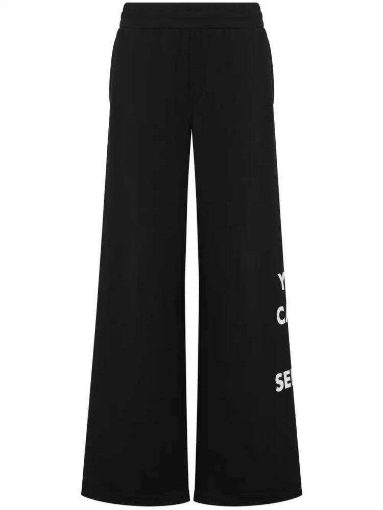 Moschino logo-print cotton trousers - Black Cover