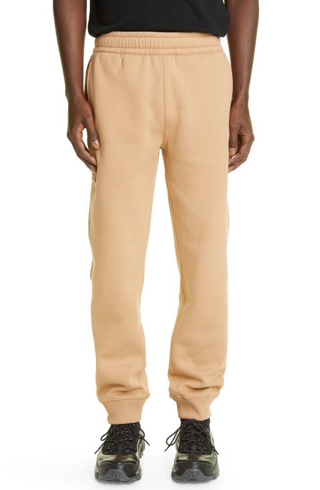 burberry Check Panel Cotton Blend Joggers in Camel Cover