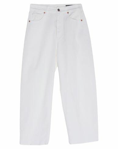 Avantgar Denim By European Culture Woman Pants White Cotton, Polyester, Rubber Cover