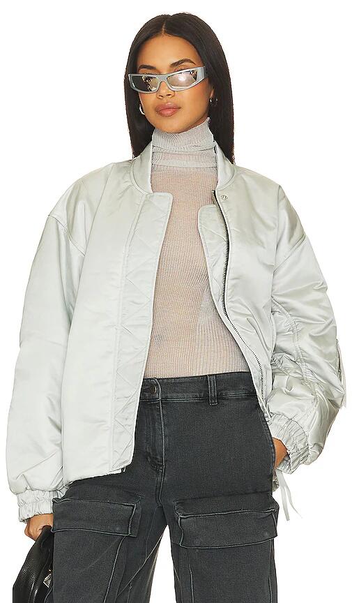 AGOLDE x Shoreditch Ski Club Nisa Bomber Jacket in Light Grey Cover