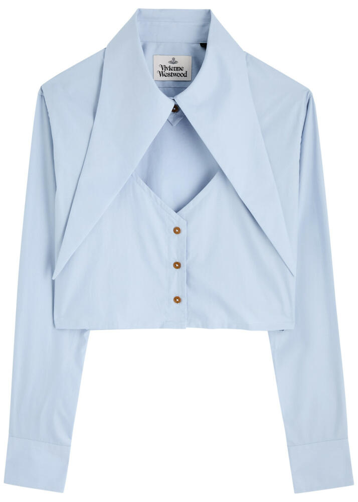 Vivienne Westwood Cut-out Cropped Cotton Shirt - Light Blue Cover