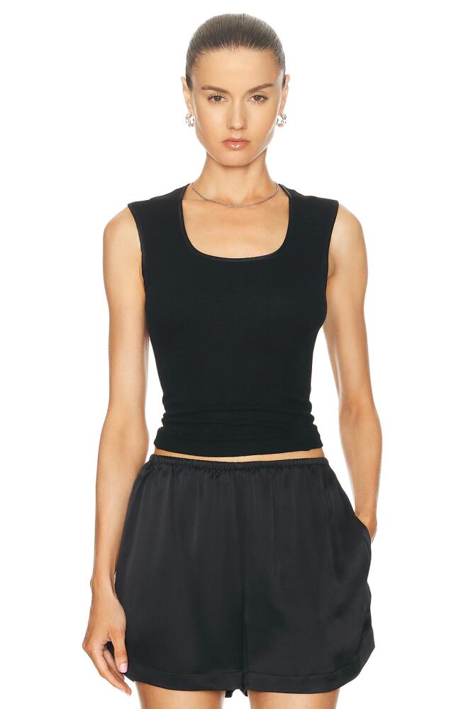 SABLYN Sabrina Fitted Scoop Neck Tank Top With Seaming in Black Cover