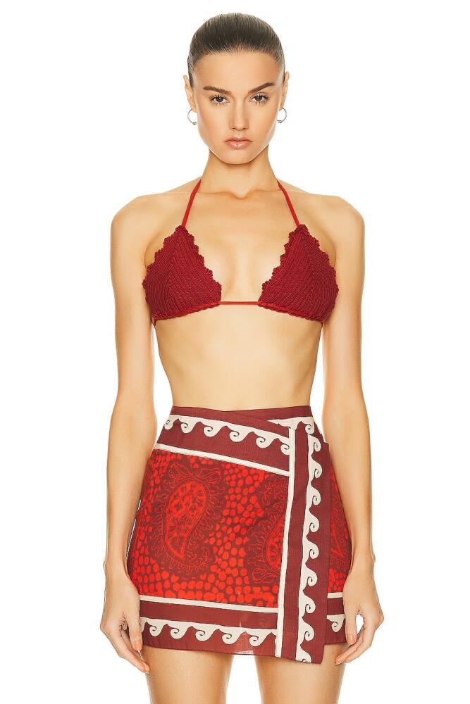 Johanna Ortiz Wine Upepo Bikini Top in Wine Cover