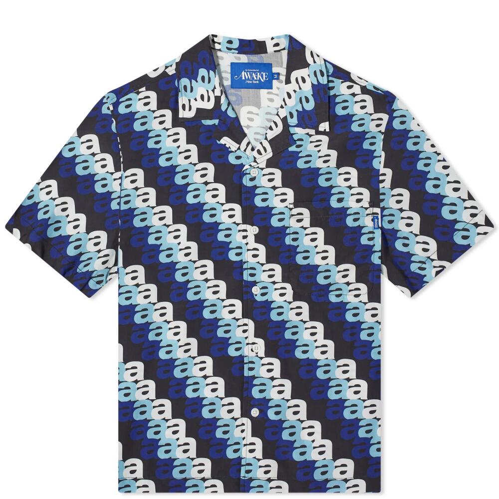 Awake NY Men's A Print Camp Collar Shirt in Blue Multi Cover