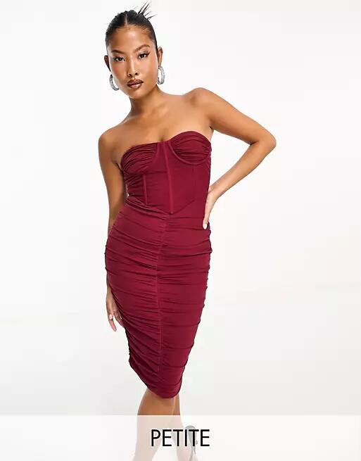 Jaded Rose Petite contoured corset midi dress in burgundy Cover