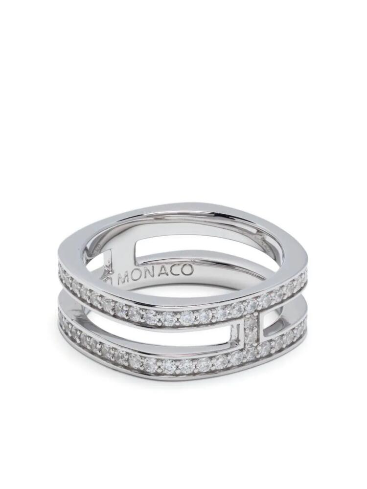 APM Monaco double-line pavé embellished ring - Silver Cover