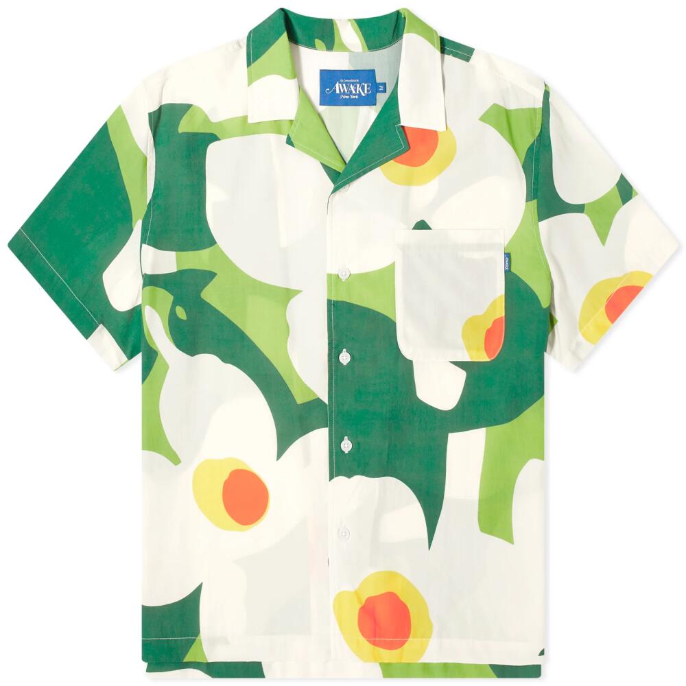 Awake NY Men's Floral Camp Collar Shirt in Green Multi Cover